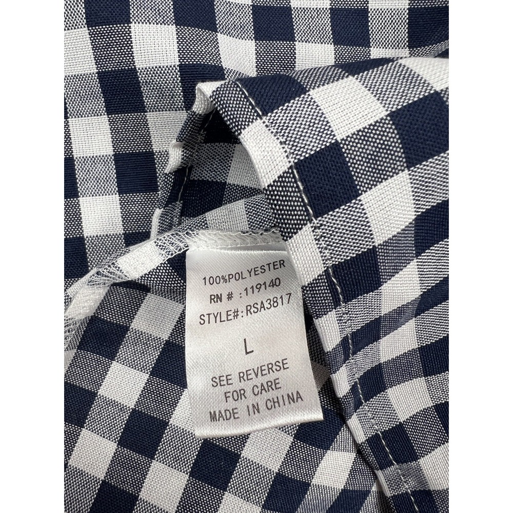 Purple Snow Dress Womens L Navy Blue Gingham Off The Shoulder Mini RSA3817 Check - Picture 11 of 11